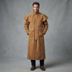 Men's Tan Leather Duster Coat - Leather Outlet