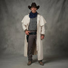 Men's White Leather Duster Coat - Leather Outlet