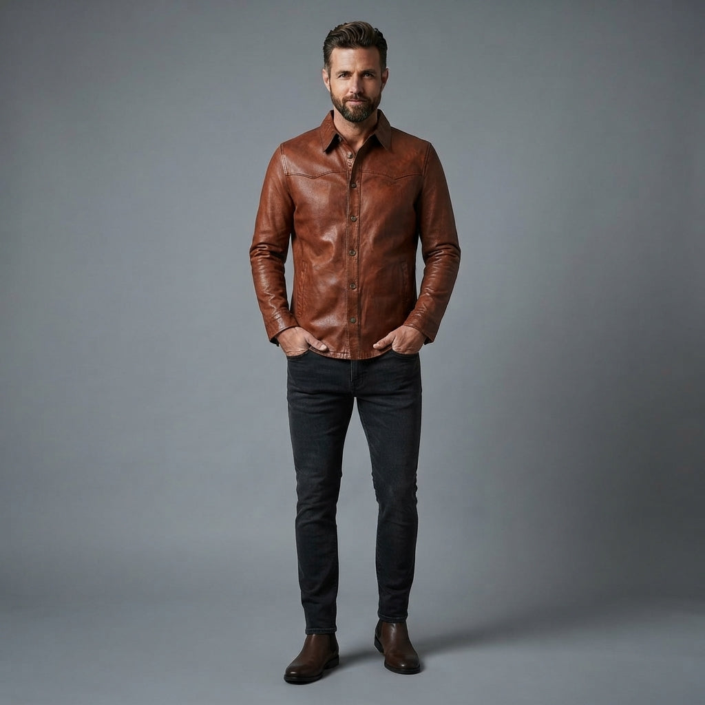 Men's Medium Brown Scully Leather Jacket - Leather Outlet