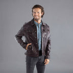 Men's Chocolate Brown Scully Leather Jacket - Leather Outlet