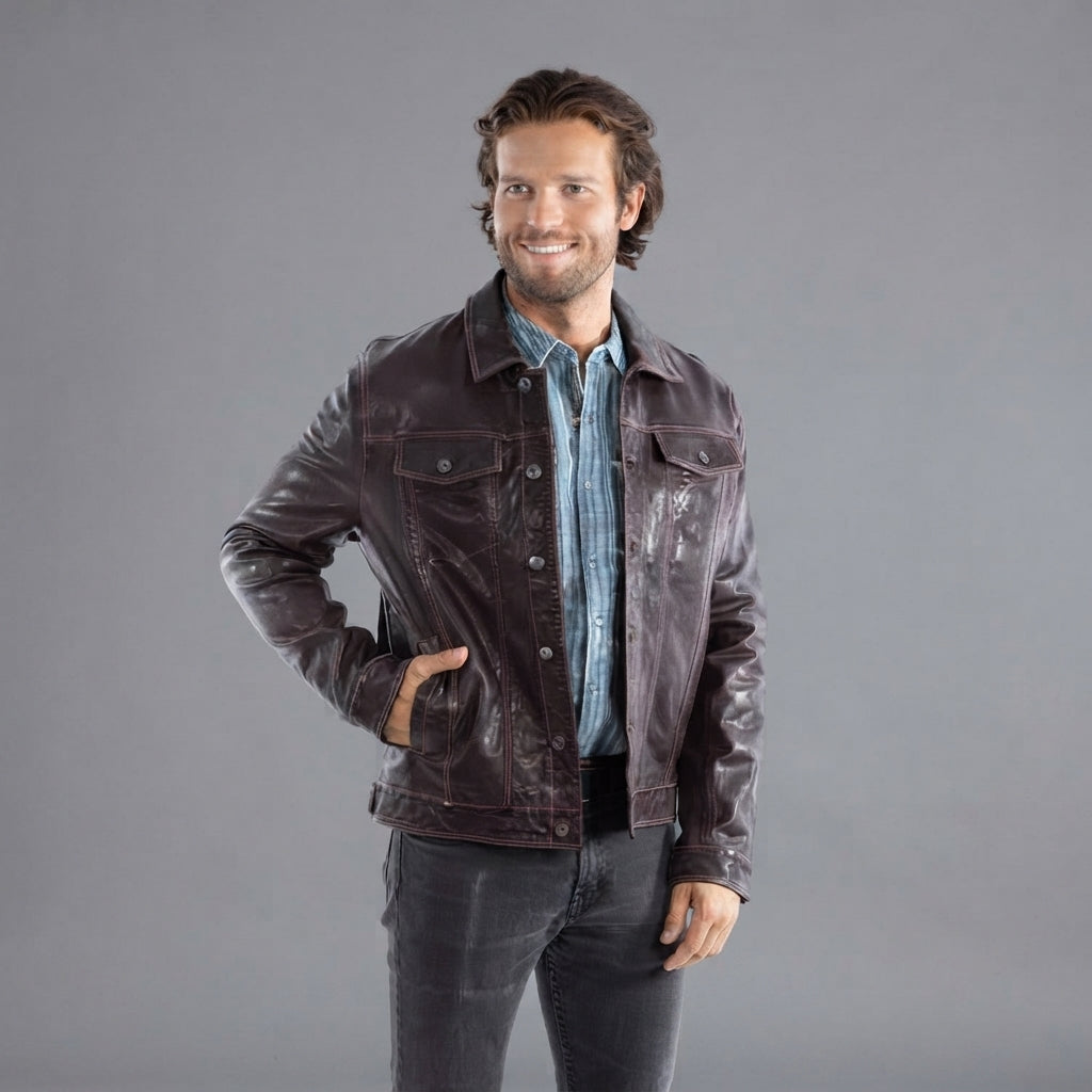Men's Chocolate Brown Scully Leather Jacket - Leather Outlet