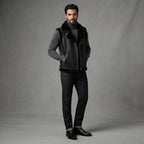 Men's Full Black Shearling Leather Vest - Leather Outlet