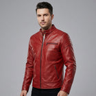 Men's Bright Red Leather Jacket - Leather Outlet