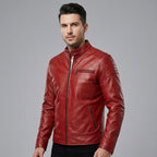 Men's Bright Red Leather Jacket - Leather Outlet