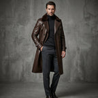 Men's Tan Brown Leather Trench Coat - Leather Outlet