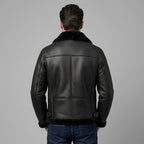 Men’s Black Aviator B3 Shearling Leather Jacket – Premium Flight Bomber Coat