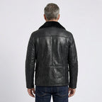 Men’s Black B3 Shearling Bomber Jacket – Premium Sheepskin Aviator Coat