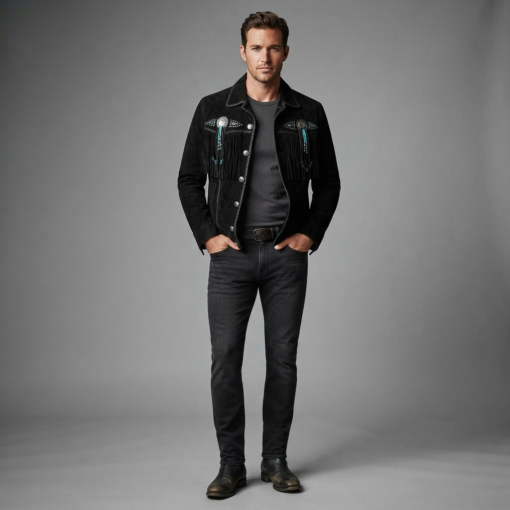Men's Black Scully Leather Jacket - Leather Outlet