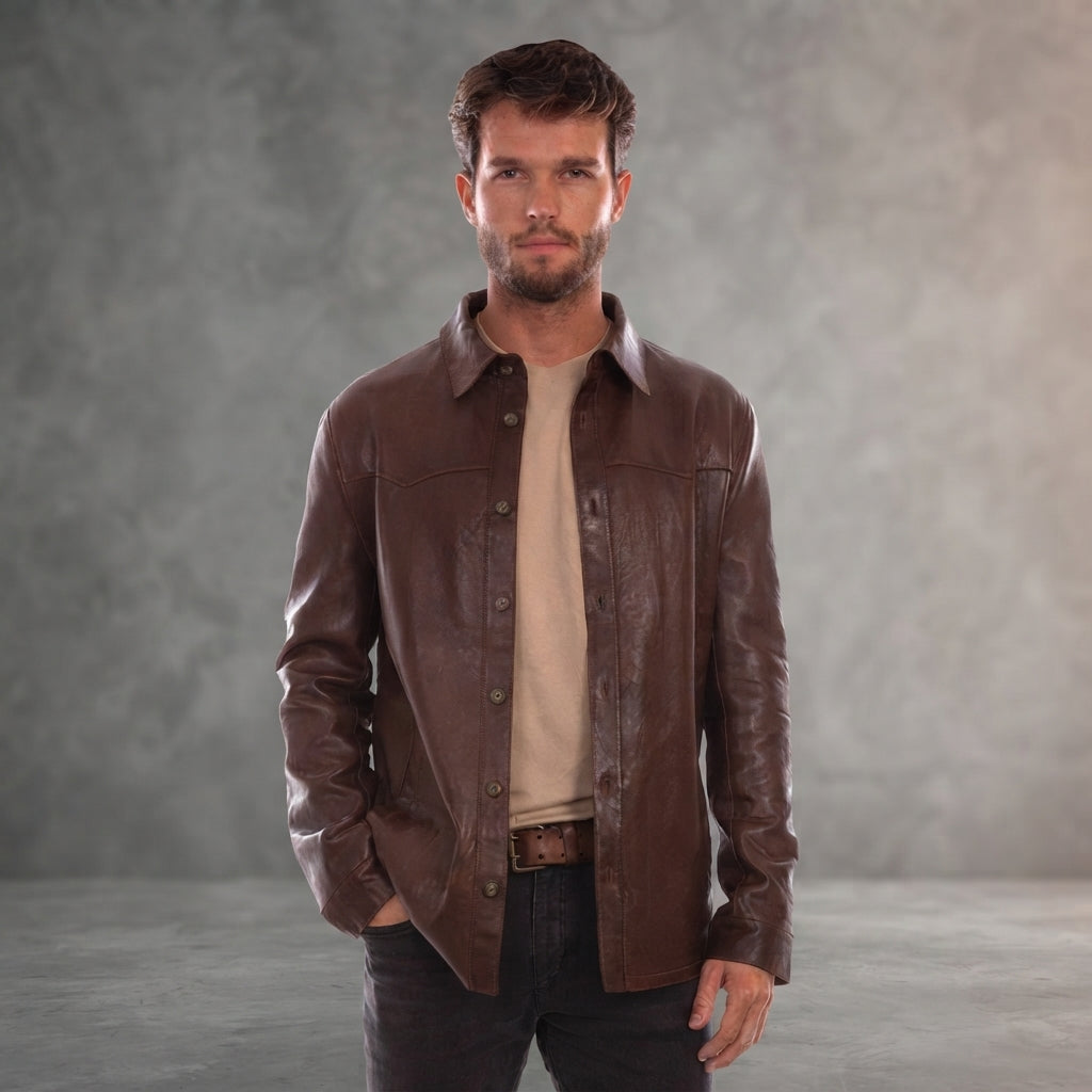 Men's Rustic Brown Scully Leather Jacket - Leather Outlet