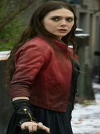 Scarlet Witch Avengers Age Of Ultron Red Leather Jacket