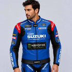 Alex Rins Suzuki Men's Blue Genuine Cowhide MotoGP Racing Jacket with CE Armor