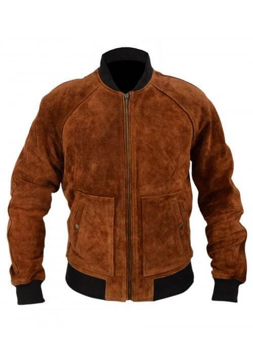 Aloha Premiere Bradley Cooper Brown Suede Bomber Jacket