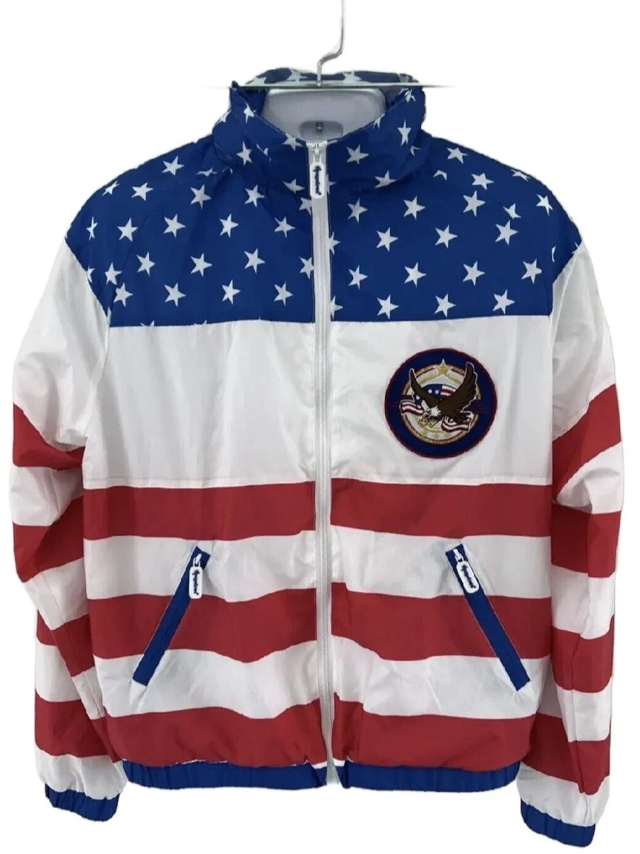 American Flag Windbreaker USA Eagle Jacket