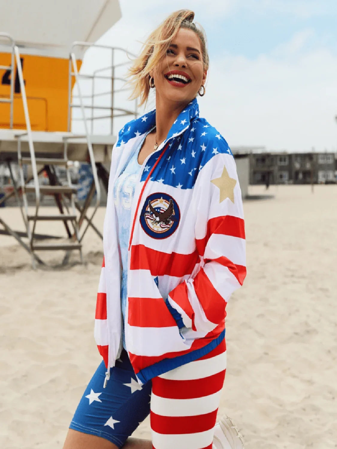 American Flag Windbreaker USA Eagle Jacket