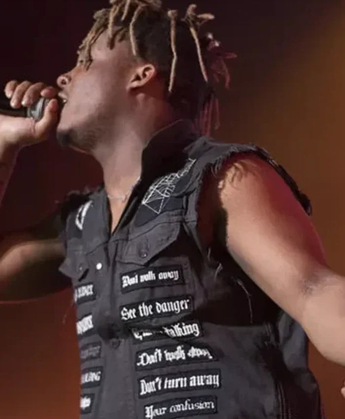 American Rap Singer Juice Wrld Black Denim Vest