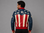American Flag Leather Bomber Jacket Stars & Stripes Style