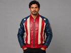 American Flag Leather Bomber Jacket Stars & Stripes Style