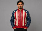American Flag Leather Bomber Jacket Stars & Stripes Style