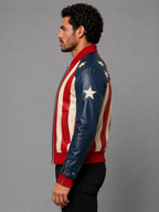 American Flag Leather Bomber Jacket Stars & Stripes Style
