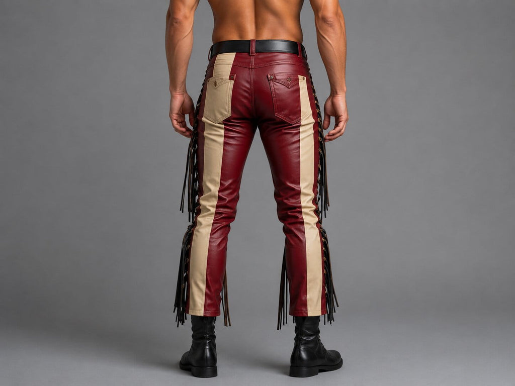 American Flag Leather Fringe Pants for Men Rodeo Style