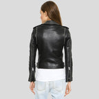 Amia Black Studded Leather Jacket