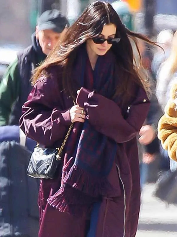 Anne Hathaway NYC 2026 Bomber Coat