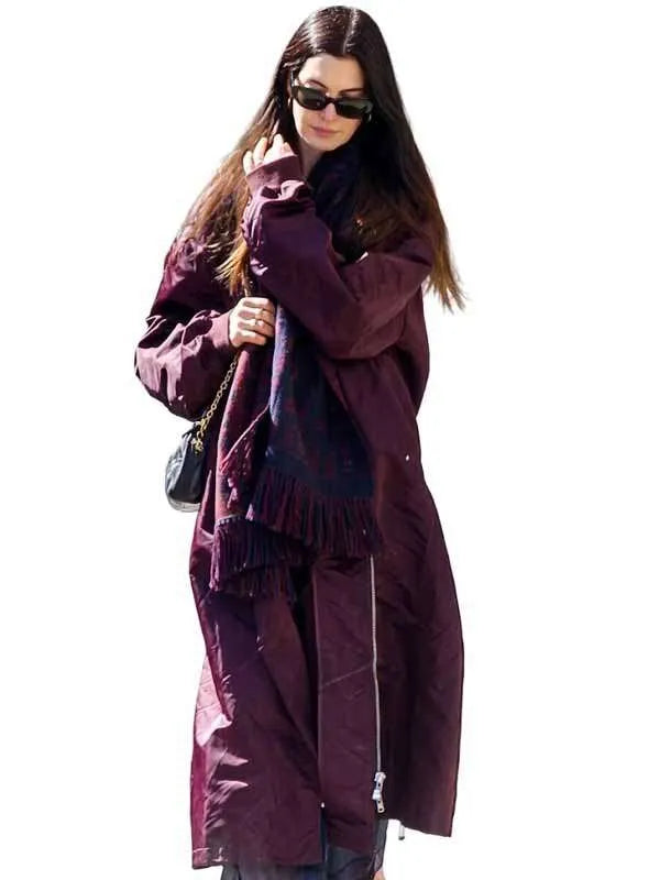 Anne Hathaway NYC 2026 Bomber Coat
