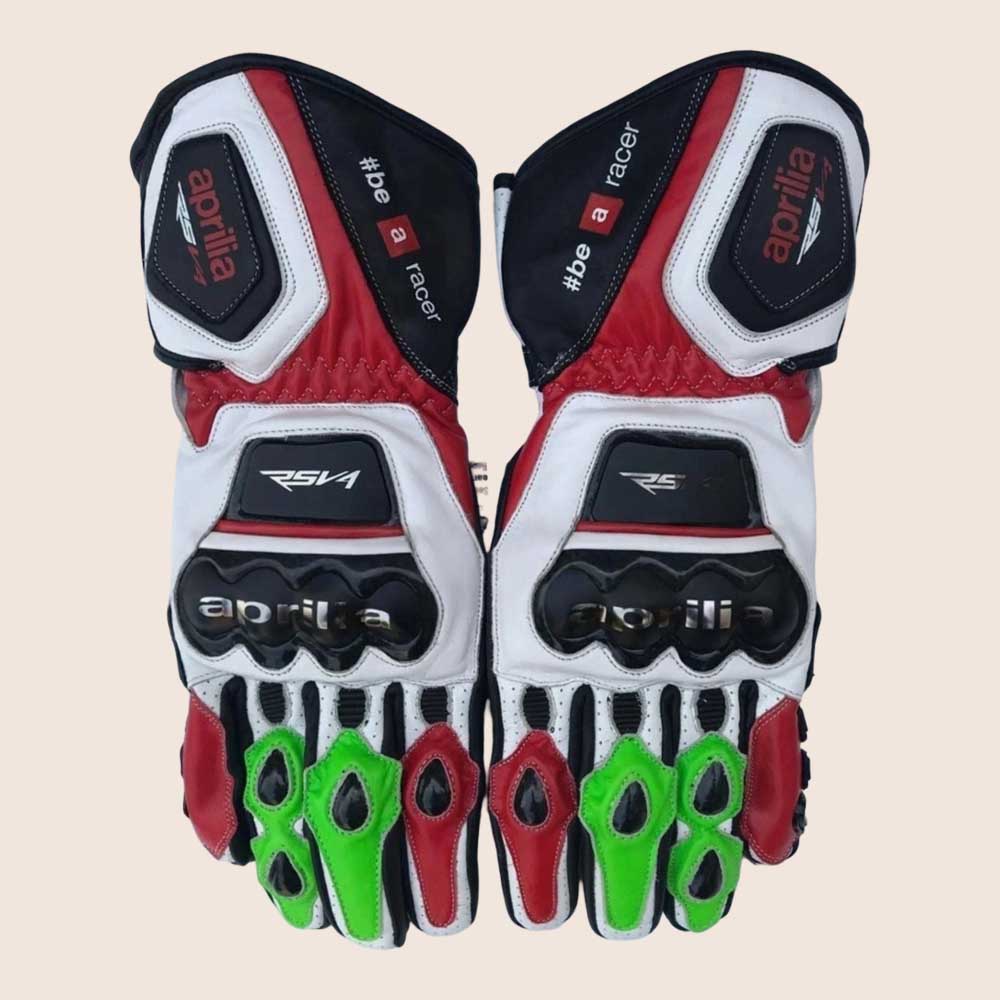Aprilia RSV4 Motorcycle Racing Leather Gloves 1001