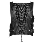 Armored Artillery Dieselpunk Vest Men Black in Faux Leather