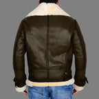 Army Green Men’s B3 Bomber Shearling Leather Jacket