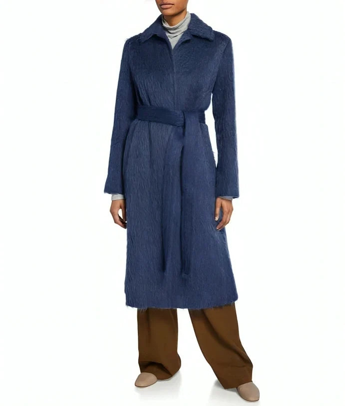 Arrow Season 08 Felicity Smoak Blue Woolen Coat