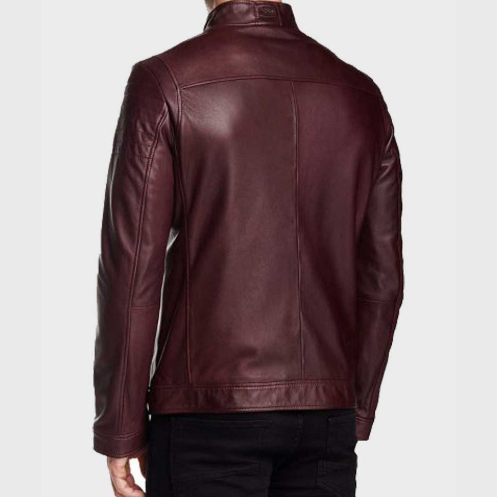 Oliver Maroon Aviator Cafe Racer Jacket
