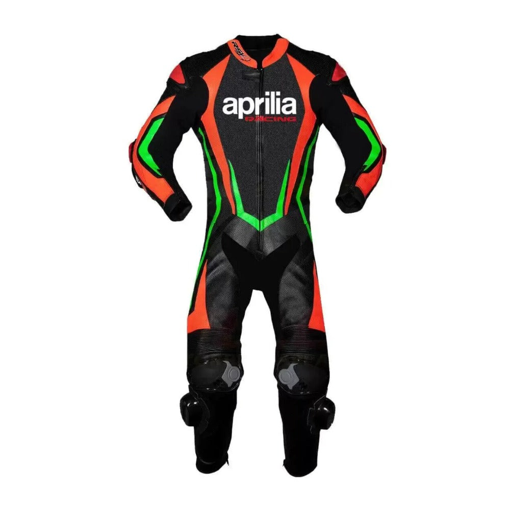 APRILIA MEN MOTORCYCLE GREEN LEATHER RACING SUIT