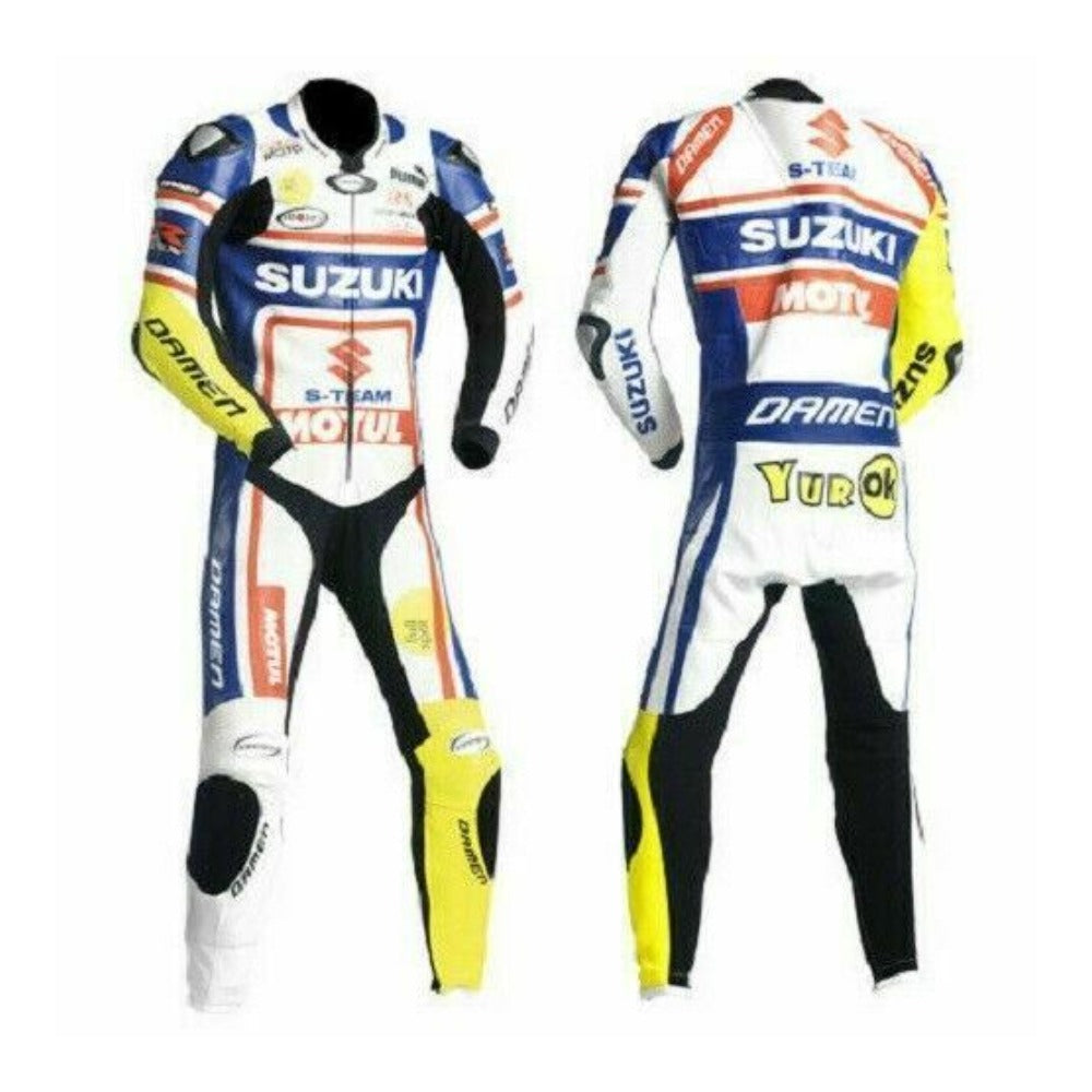 SUZUKI MOTUL YELLOW MOTORCYCLE LEATHER RACING SUIT