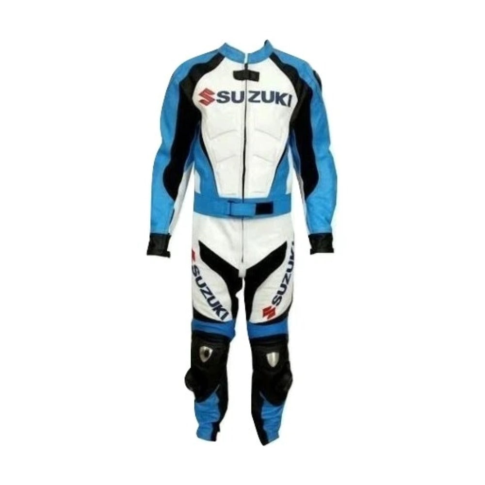SUZUKI BLUE MOTORCYCLE LEATHER RACING SUIT CE RATED