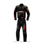 APRILIA RSV4 MEN MOTORCYCLE BLACK LEATHER RACING SUIT