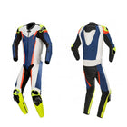 MEN BLUE AND YELLOW MOTORCYCLE LEATHER RACING SUIT