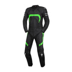 2 PC MEN GREEN AND BLACK MOTORCYCLE LEATHER RACING SUIT