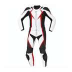 MEN MOTORCYCLE LEATHER RACING WHITE/RED SUIT