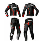 APRILIA BLACK AND RED MEN MOTORCYCLE LEATHER RACING SUIT