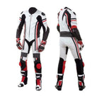 MEN MOTORCYCLE LEATHER RACING RED/WHITE SUIT