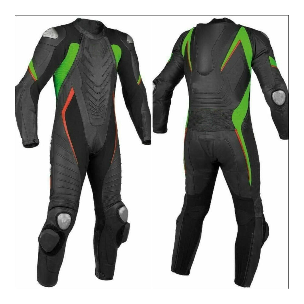 SS331 SOLID BLACK MOTORCYCLE LEATHER RACING SUIT