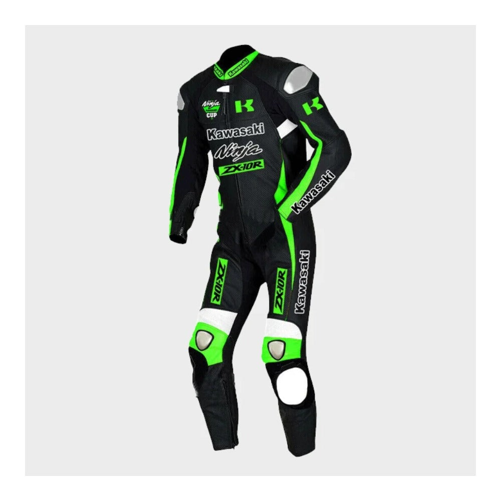 ZX10R NEW LEATHER RACING GREEN SUIT CE APPROVED PROTECTION