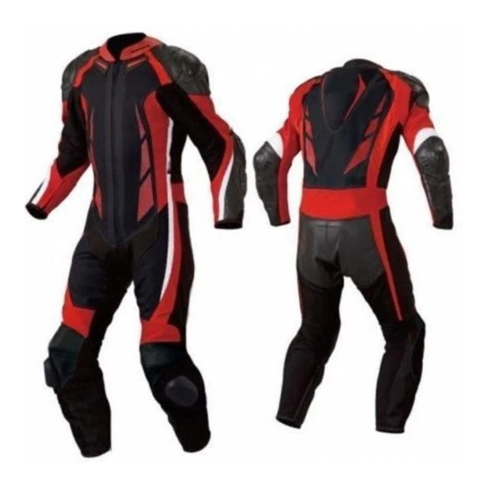 MEN PRO MOTORCYCLE LEATHER RACING BLACK/RED SUIT