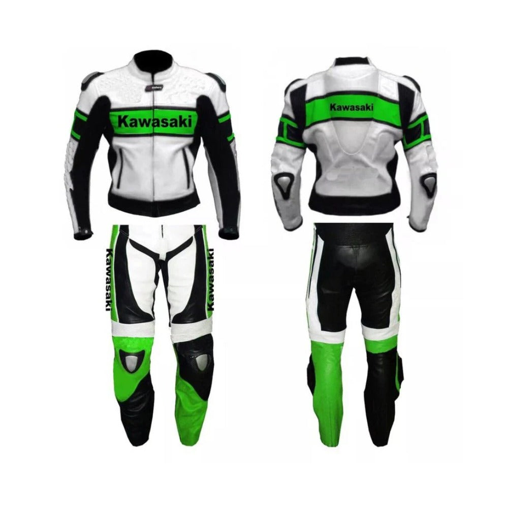 KAWASAKI LEATHER RACING SUIT CE APPROVED PROTECTION