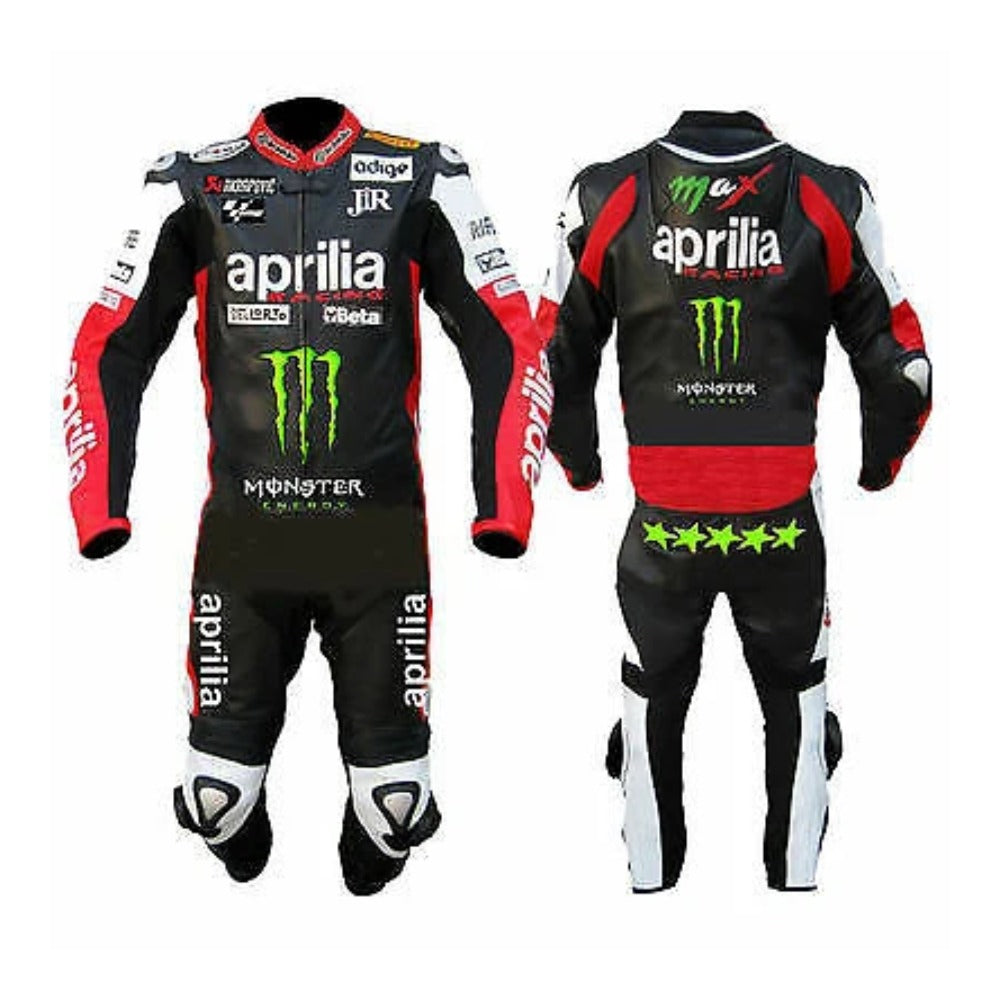 APRILIA MOTORCYCLE LEATHER RACING ONE PIECE RED & BLACK SUIT