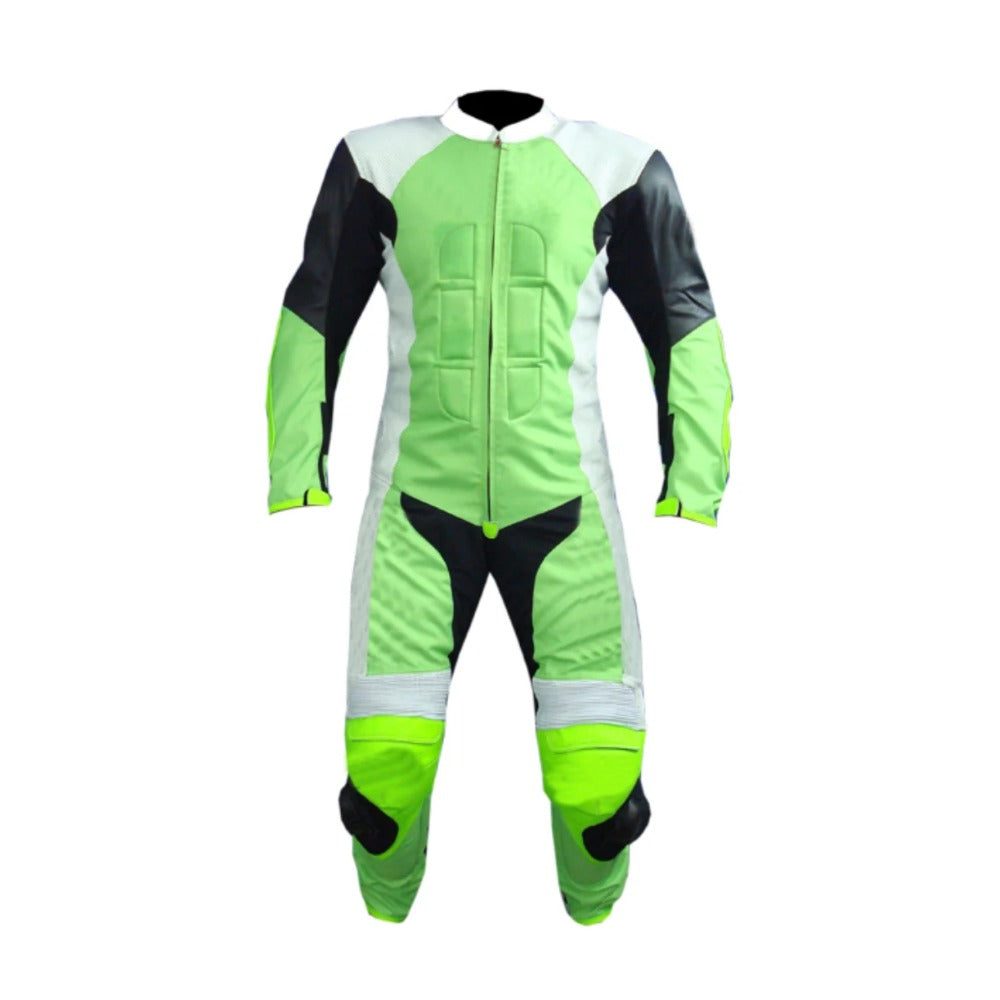 MOTORCYCLE NEON LEATHER RACING SUIT