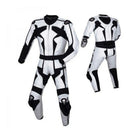 MEN MOTORCYCLE LEATHER RACING BLACK/WHITE SUIT