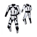 MEN MOTORCYCLE LEATHER RACING BLACK/WHITE SUIT