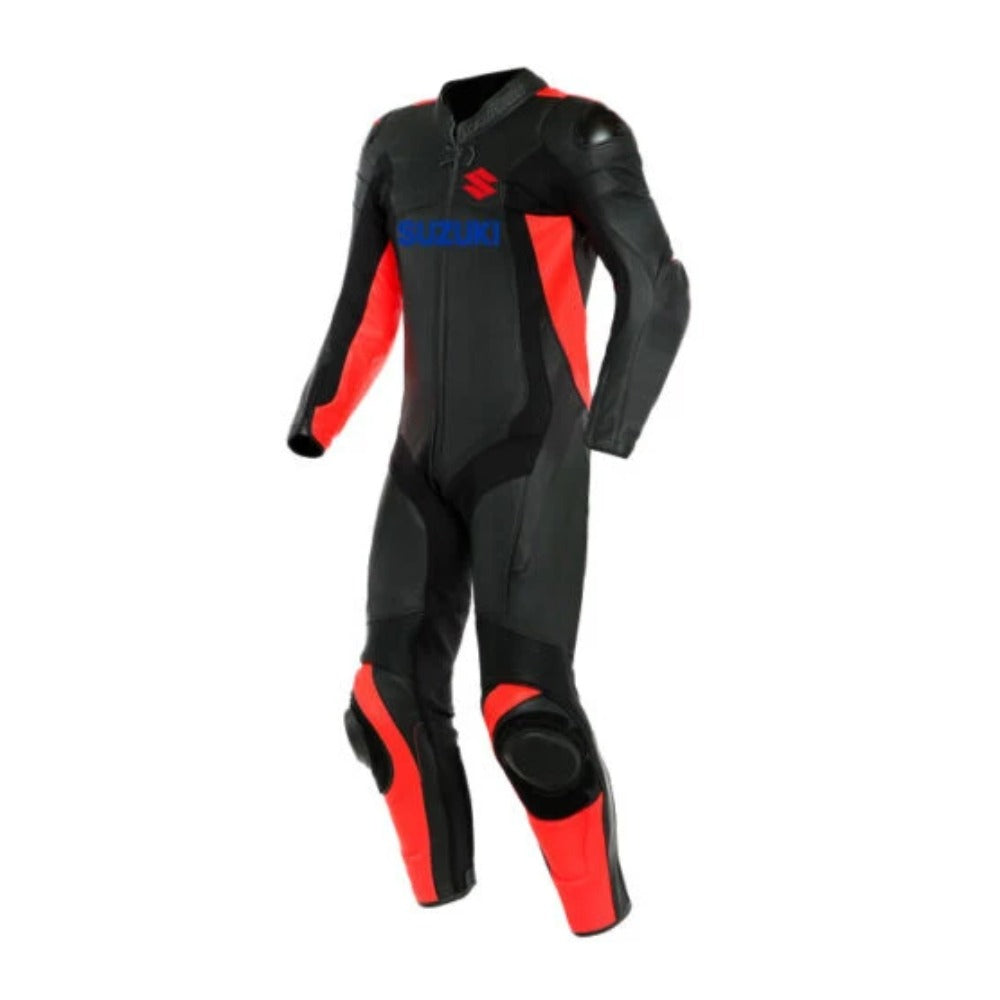 SUZUKI GSXR MOTORCYCLE BLACK LEATHER RACING SUIT